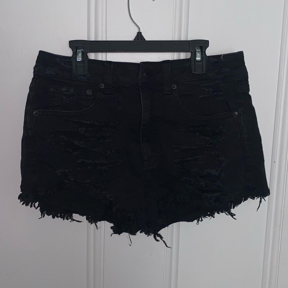 American Eagle Outfitters Black Distressed Jean Shorts